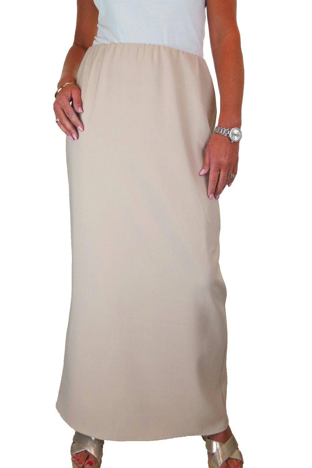 Paulo Due Pull On Elasticated Waist Maxi Pencil Skirt In Beige