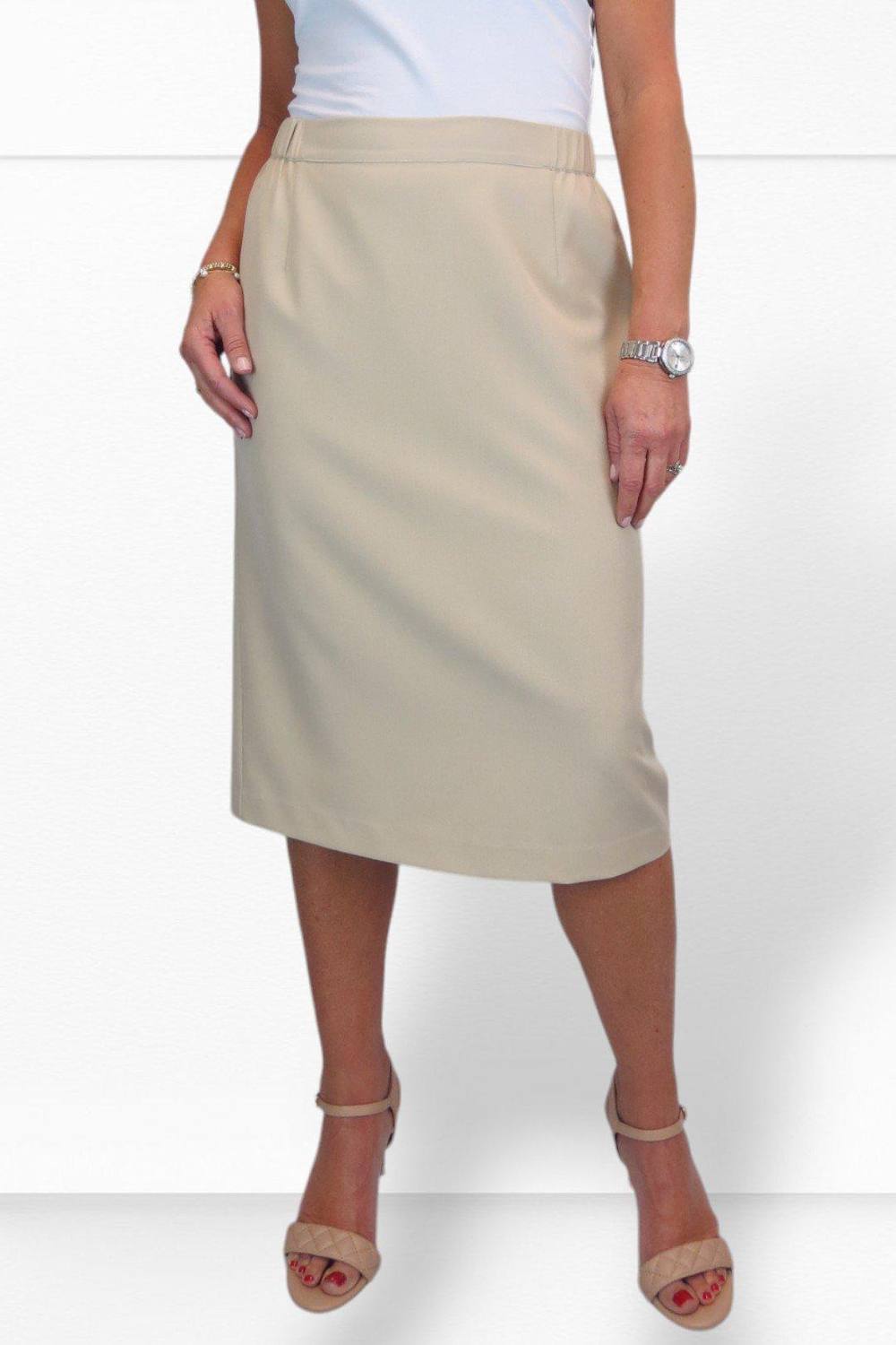 Paulo Due Tailored Midi Pencil Skirt In Beige