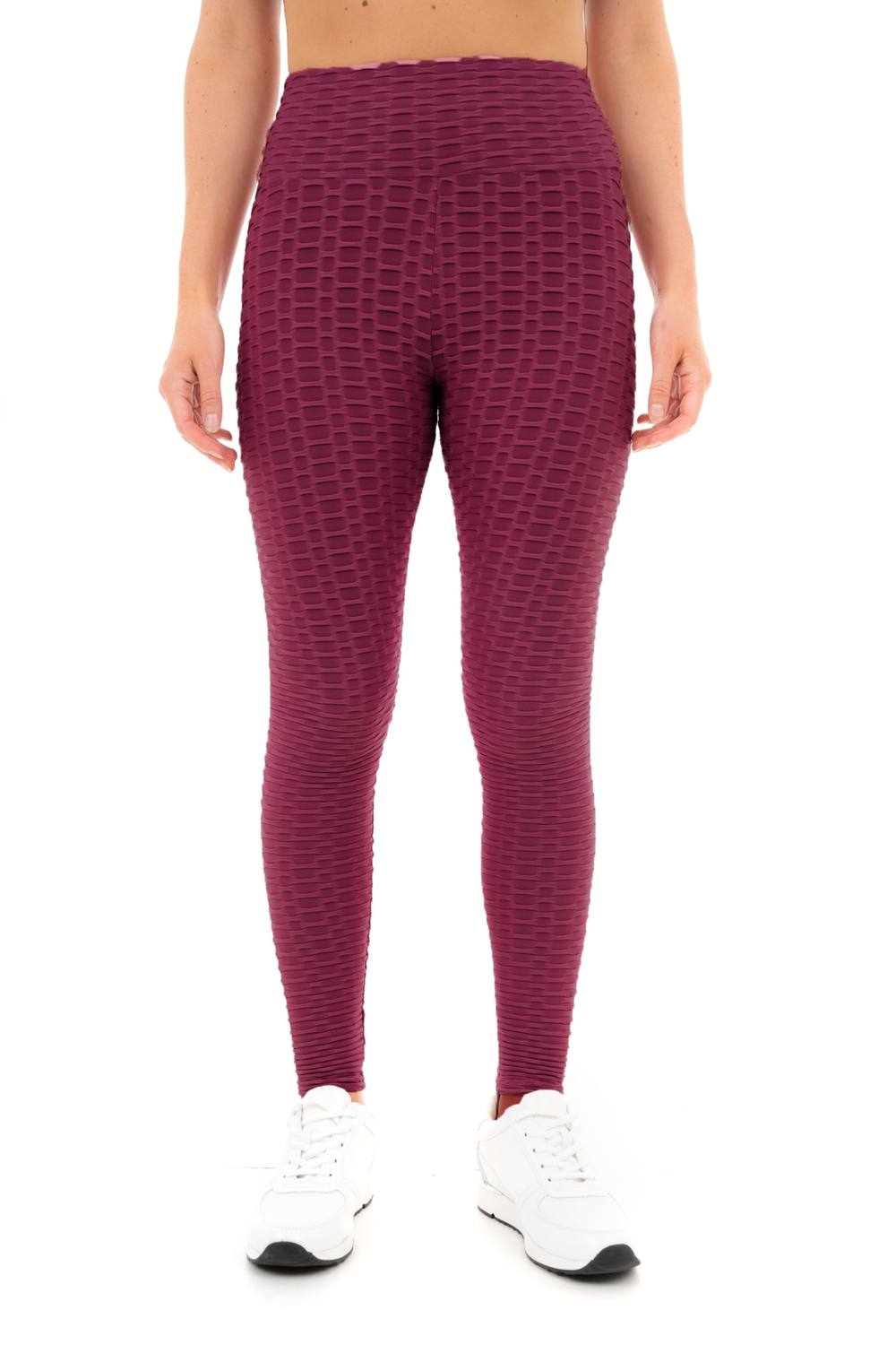Smart Living Comfortable And Versatile Honeycomb Waffle Leggings In Burgundy