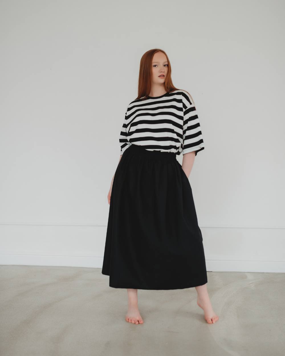 Turtledove London Joyce Black Midi Skirt