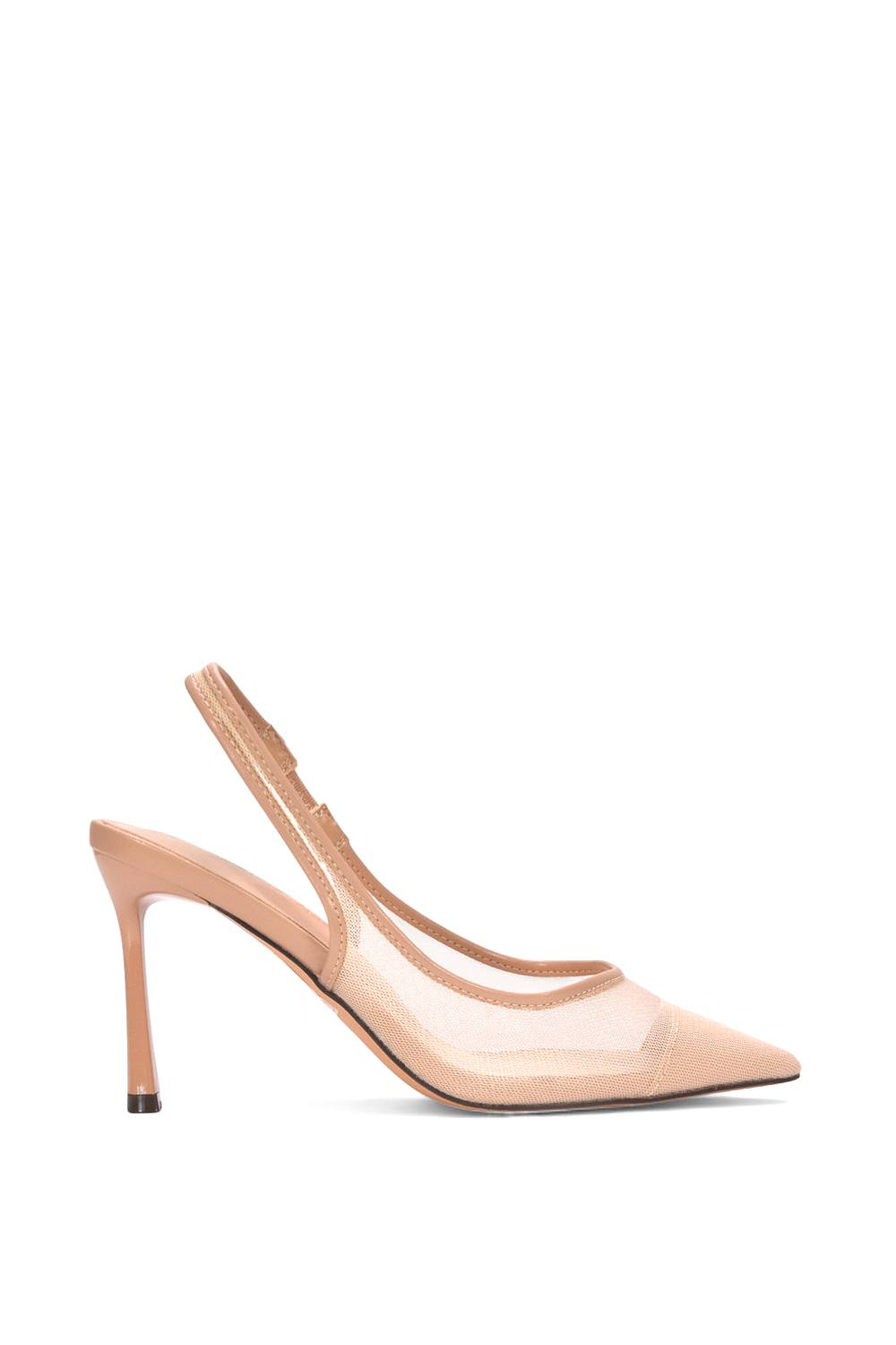 Xy London 'caroline' Pointed Toe Mesh Slingback Court Shoe Heels In Nude