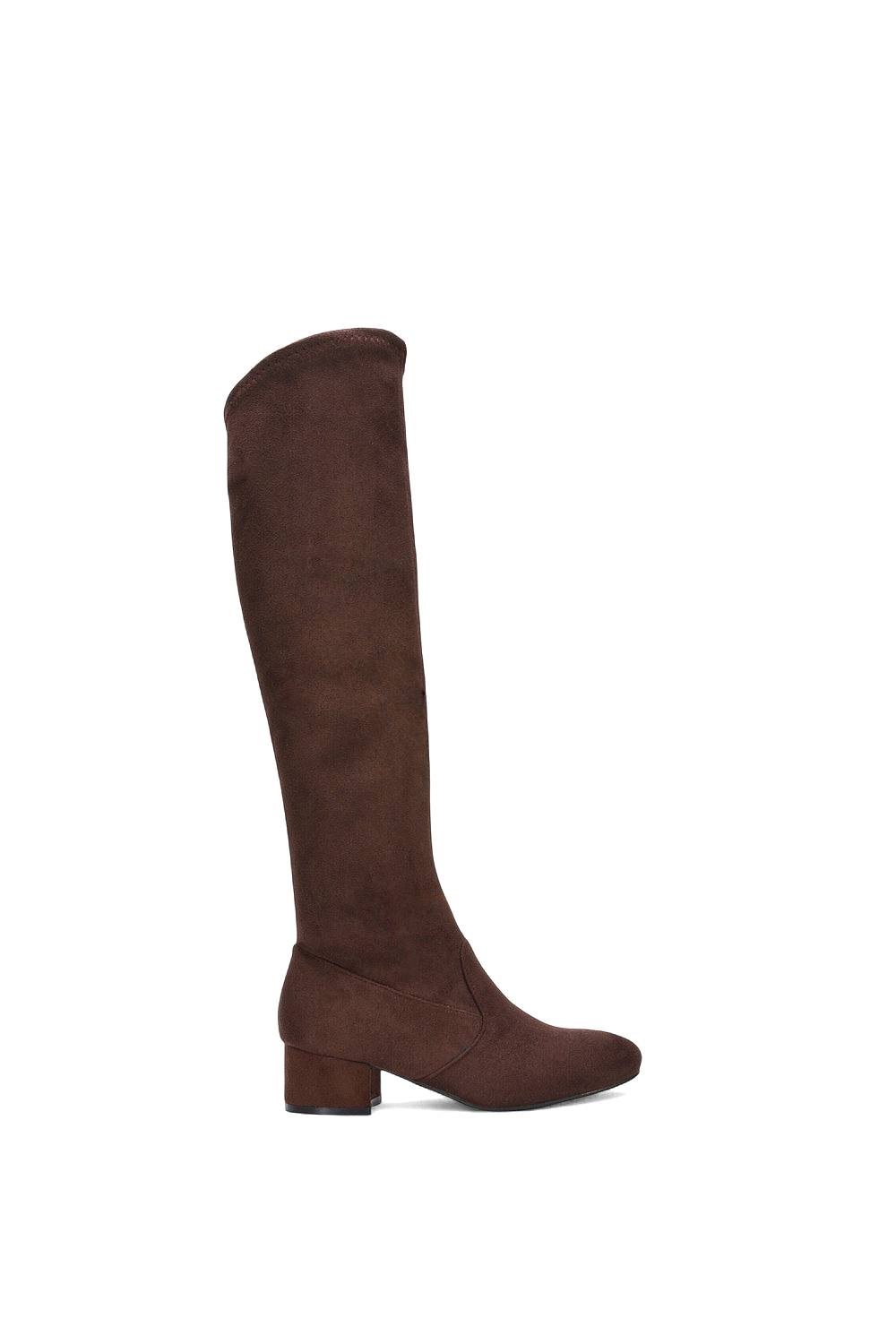 Xy London 'june' Low Block Heel Knee High Boots In Brown
