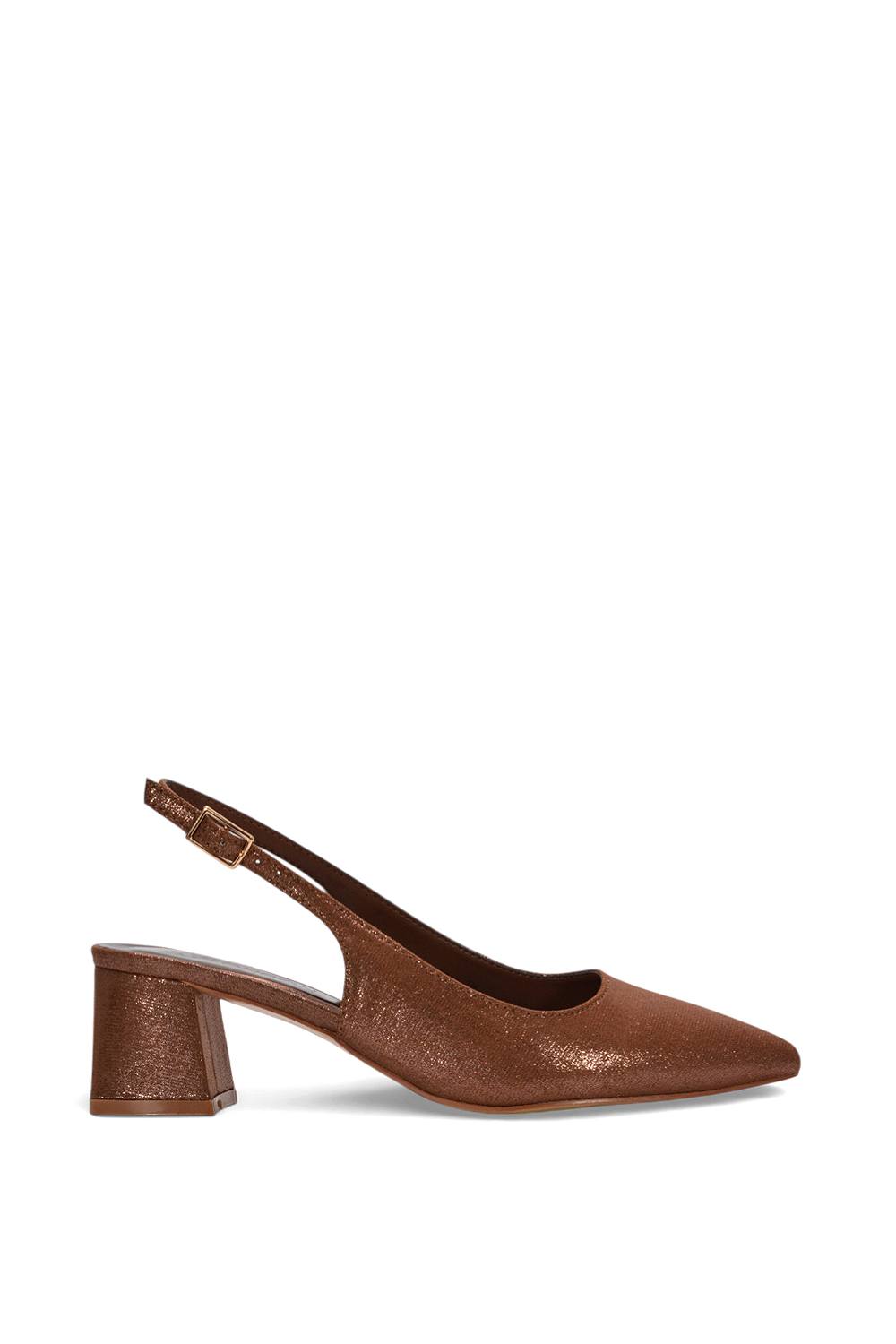Xy London 'virelai' Shimmer Low Block Heels With Slingback In Brown