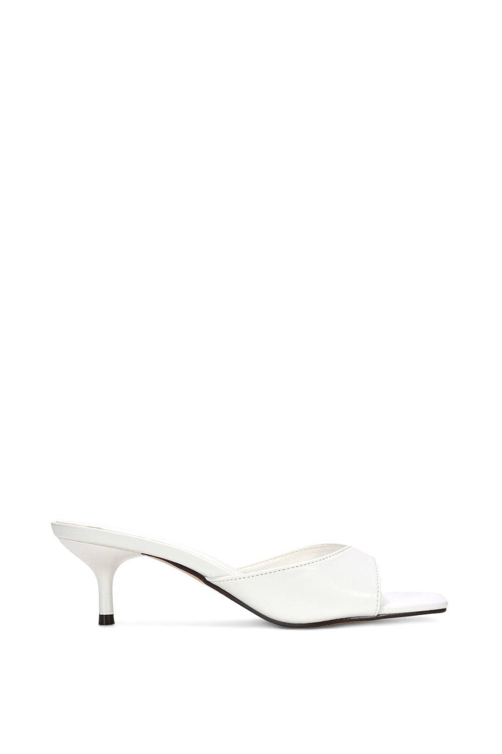 Xy London 'jane' Square Toe Kitten Heel Slip On Heeled Sandal Mules In White