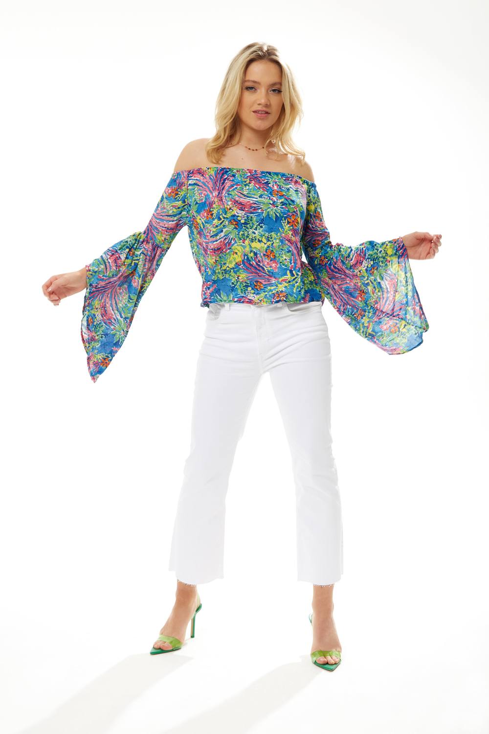 Liquorish Off Shoulder Multicolour Top