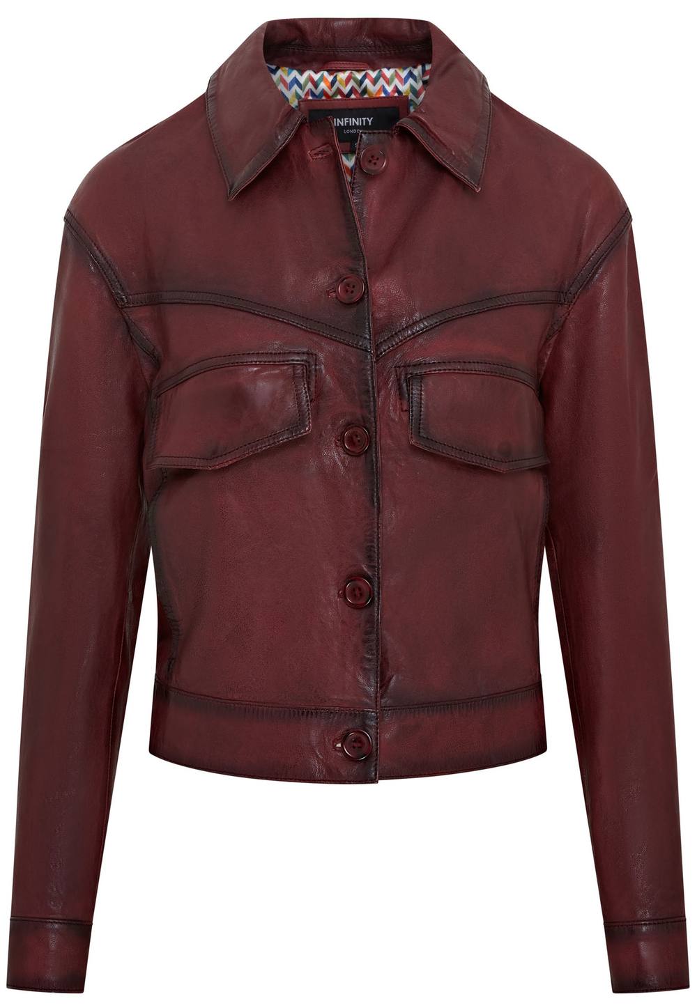 Infinity Leather Retro Biker Leather Jacket - Kopervik In Red