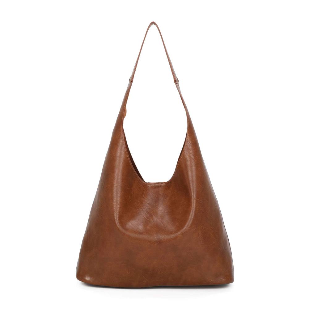Kitise Slouch Magnetic Closure Tote Bag With Detachable Crossbody Purse Handbag In Brown