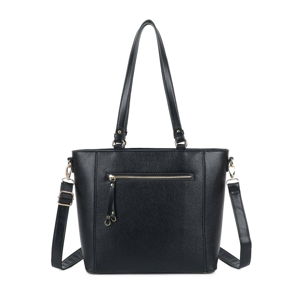Kitise Large Handle Pu Leather Tote Shoulder Bag With Strap In Black