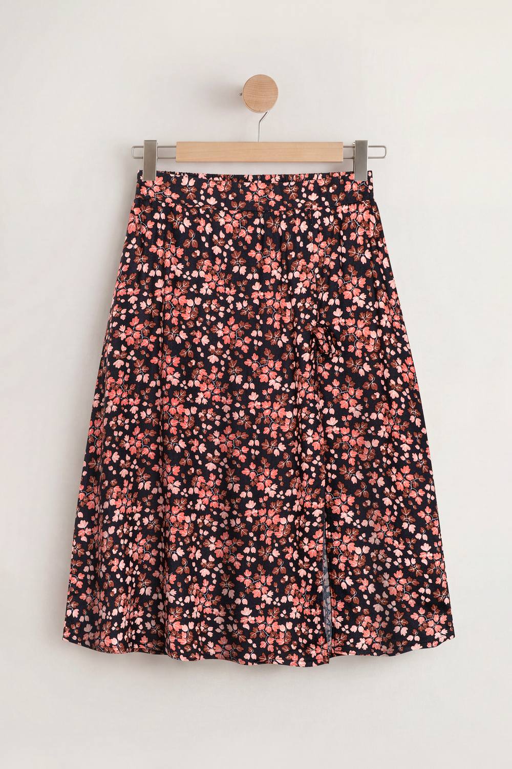 Enorsia Women's Viscose Midi A Line Skirt In Black