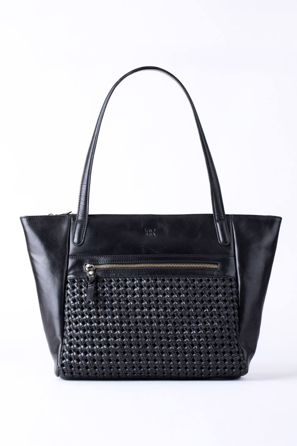 Lakeland Leather 'waverton' Woven Leather Tote Bag In Black