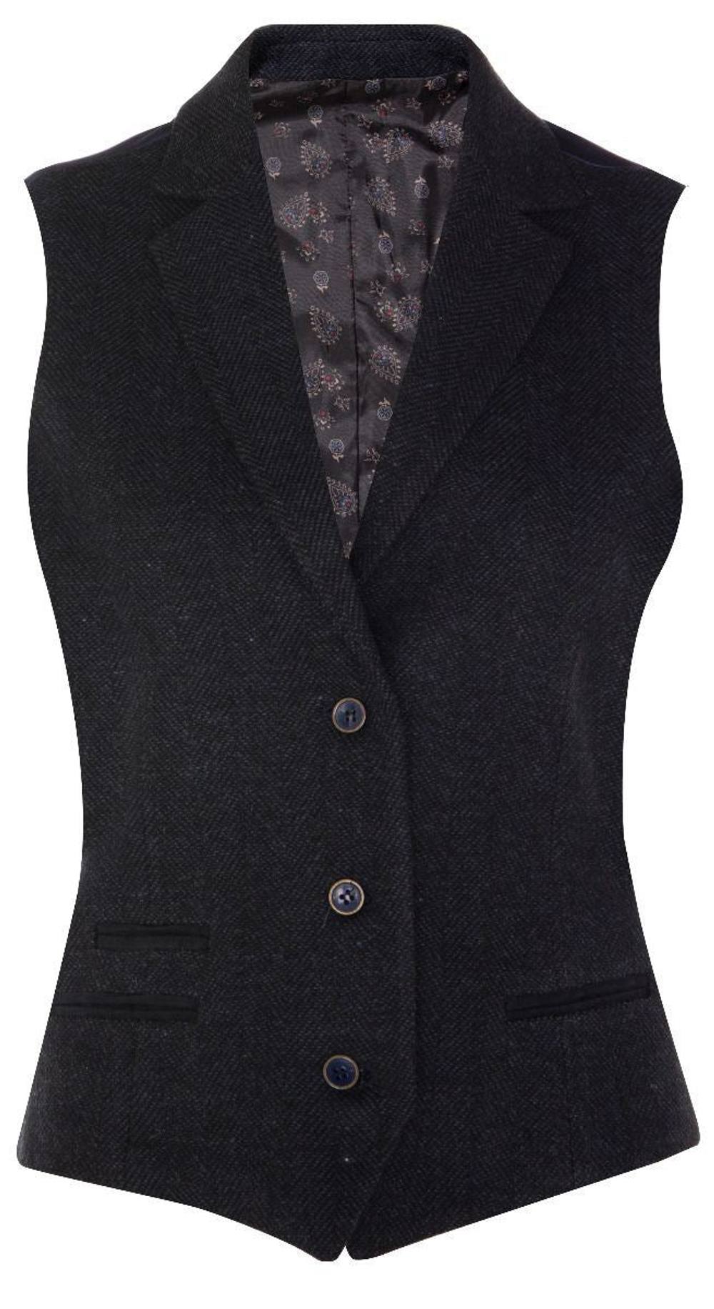 Infinity Leather Tweed S Herringbone Waistcoat In Navy