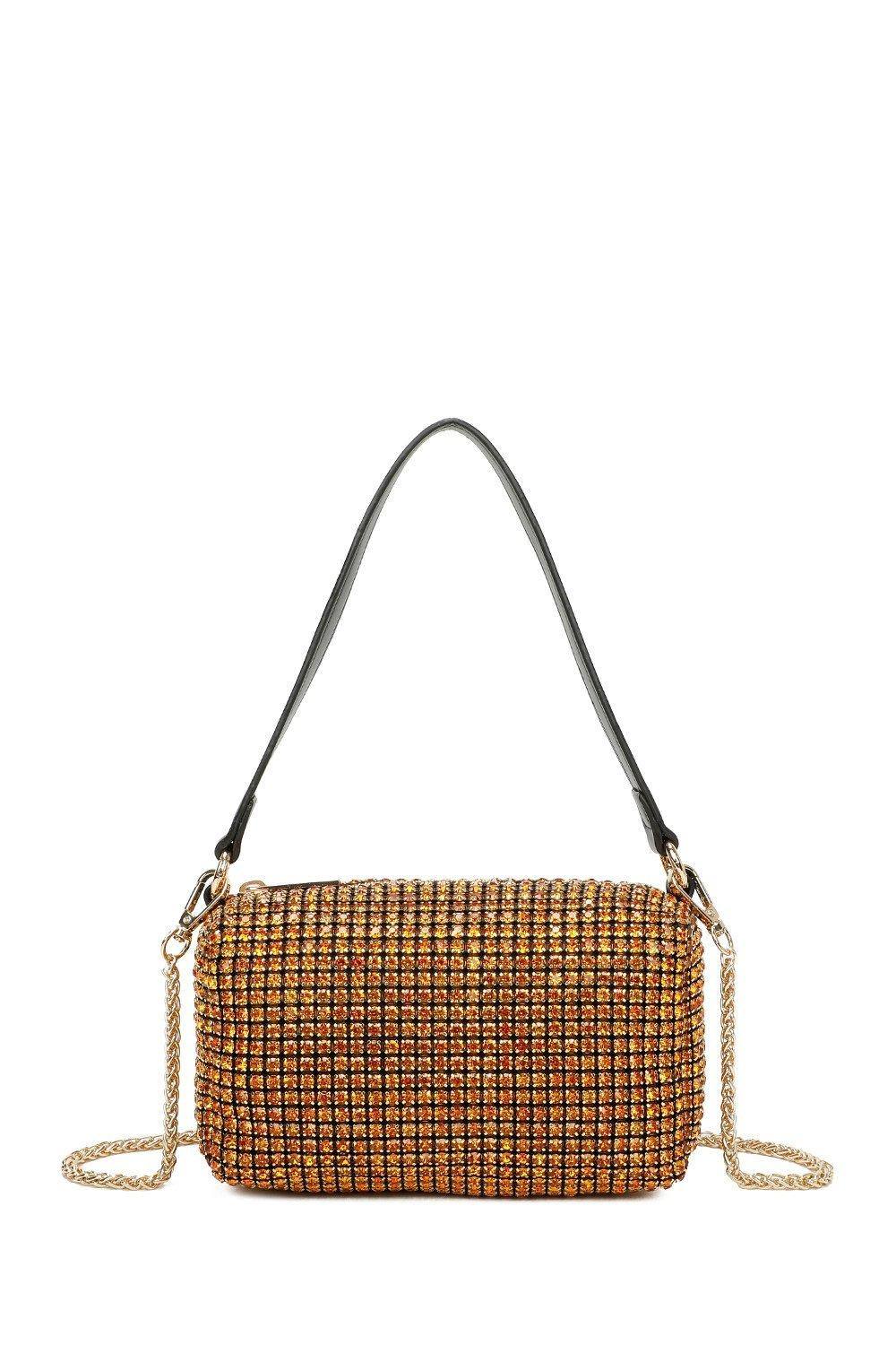 Fontanella Fashion Koma Diamond Embellished Chain Shoulder Bag In Gold