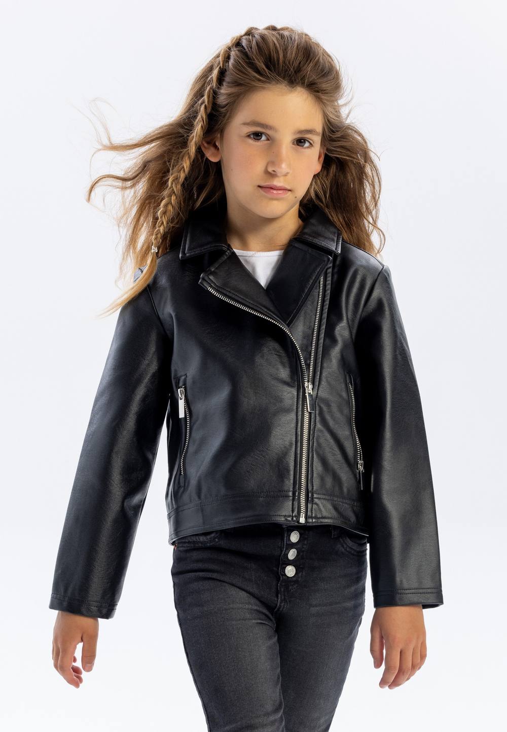 Minoti Faux Leather Biker Jacket In Black