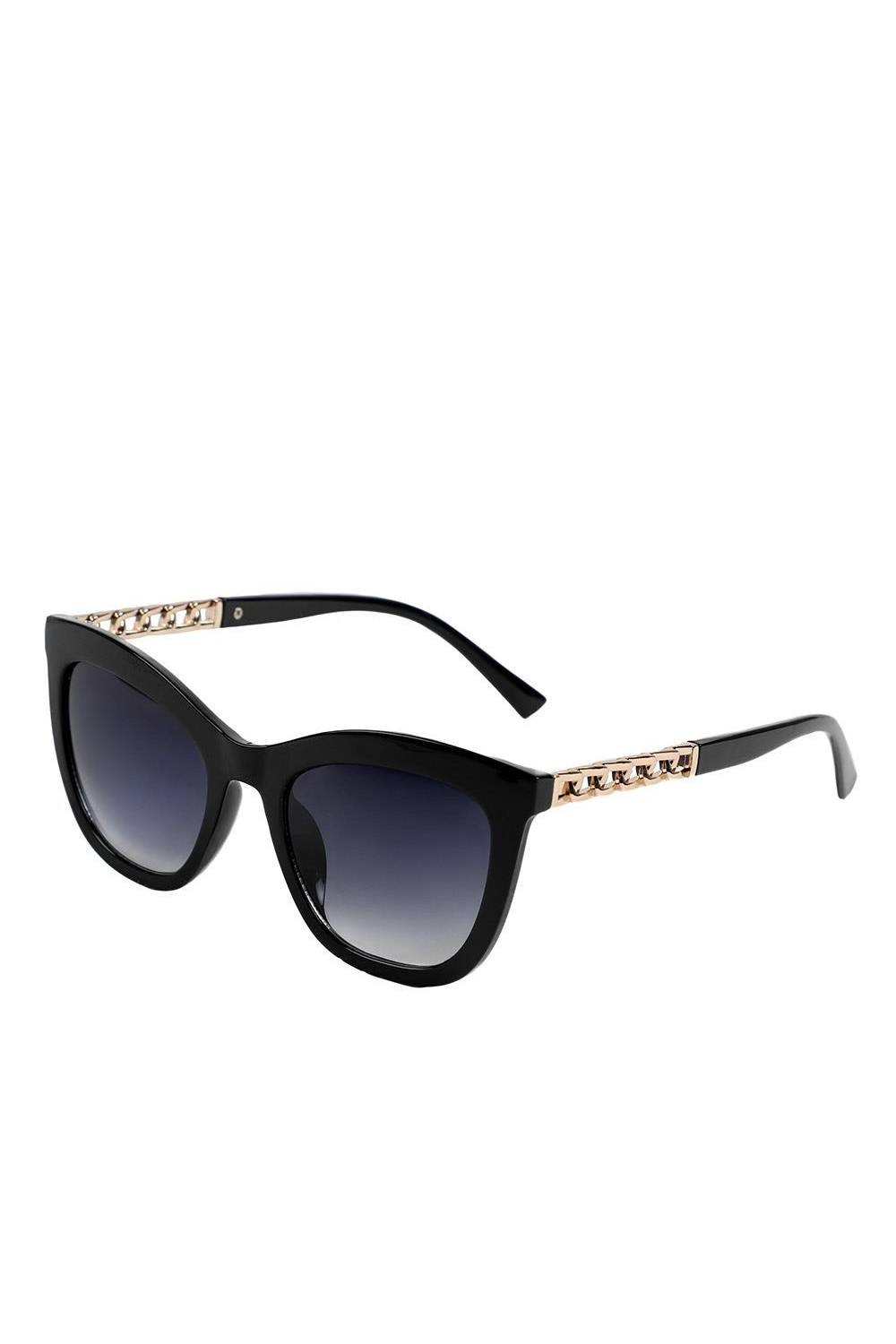 Pavers Cat Eye Sunglasses With Gold Chain Detail In Black