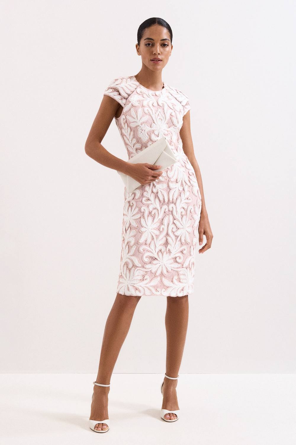 Phase Eight Karima Lace Dress In Dusty Pink