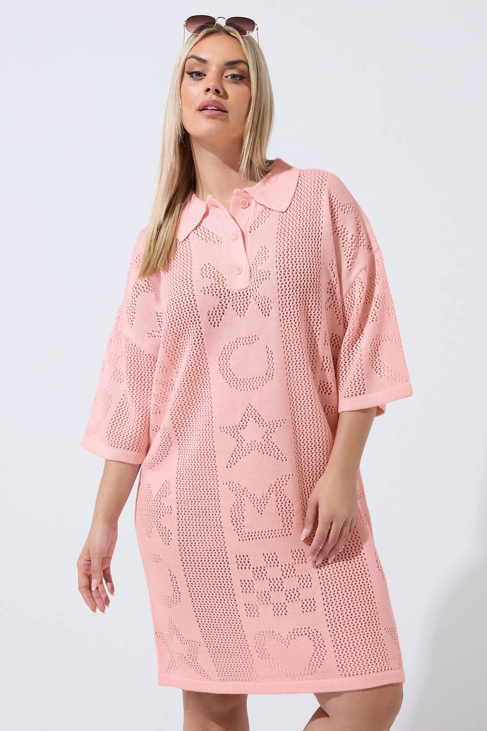 Yours Sea Knitted Dress In Baby Pink