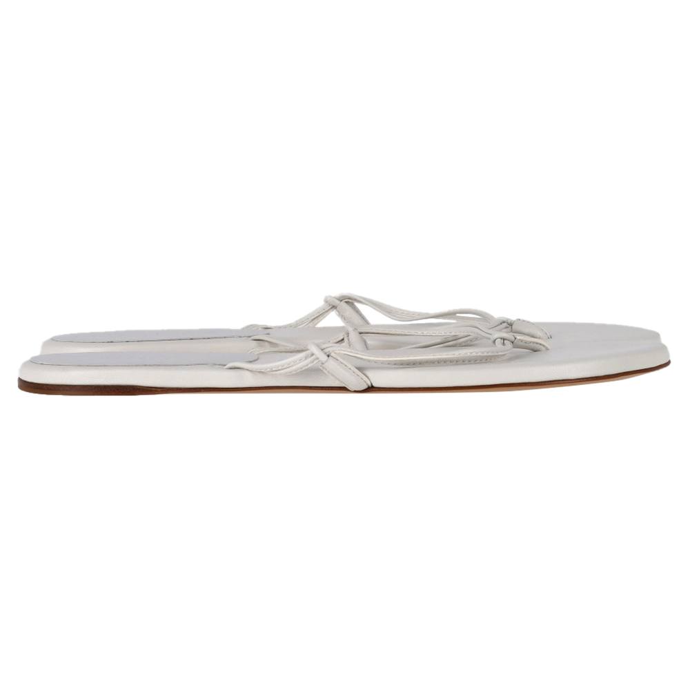 Gabriela Hearst Women's Preloved Flip Flop Sandals in White Leather in Ecru