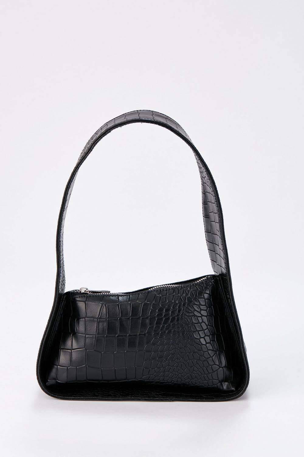Belissh Women's Asymmetric Croc Shoulder Bag in Black