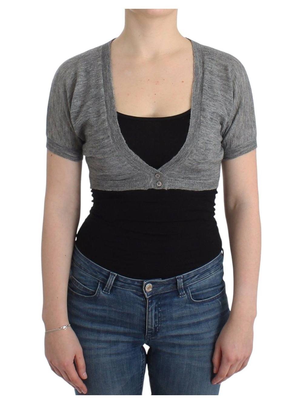 Ermanno Scervino Women's Lingerie Knit Gray Bolero Sweater Cardigan in Grey