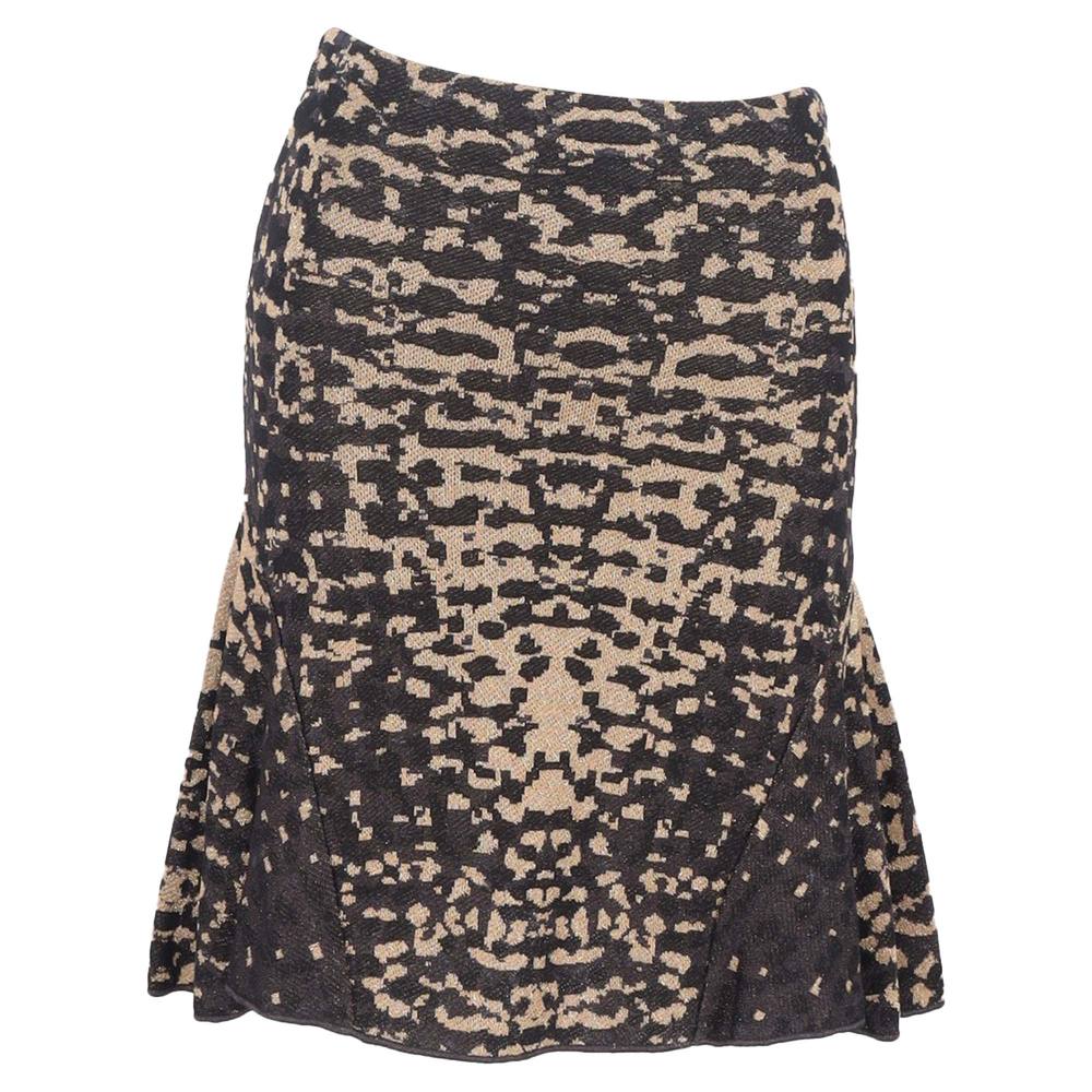 M Missoni Women's Preloved Printed Knee-Length Mermaid Skirt in Black and Gold Cotton