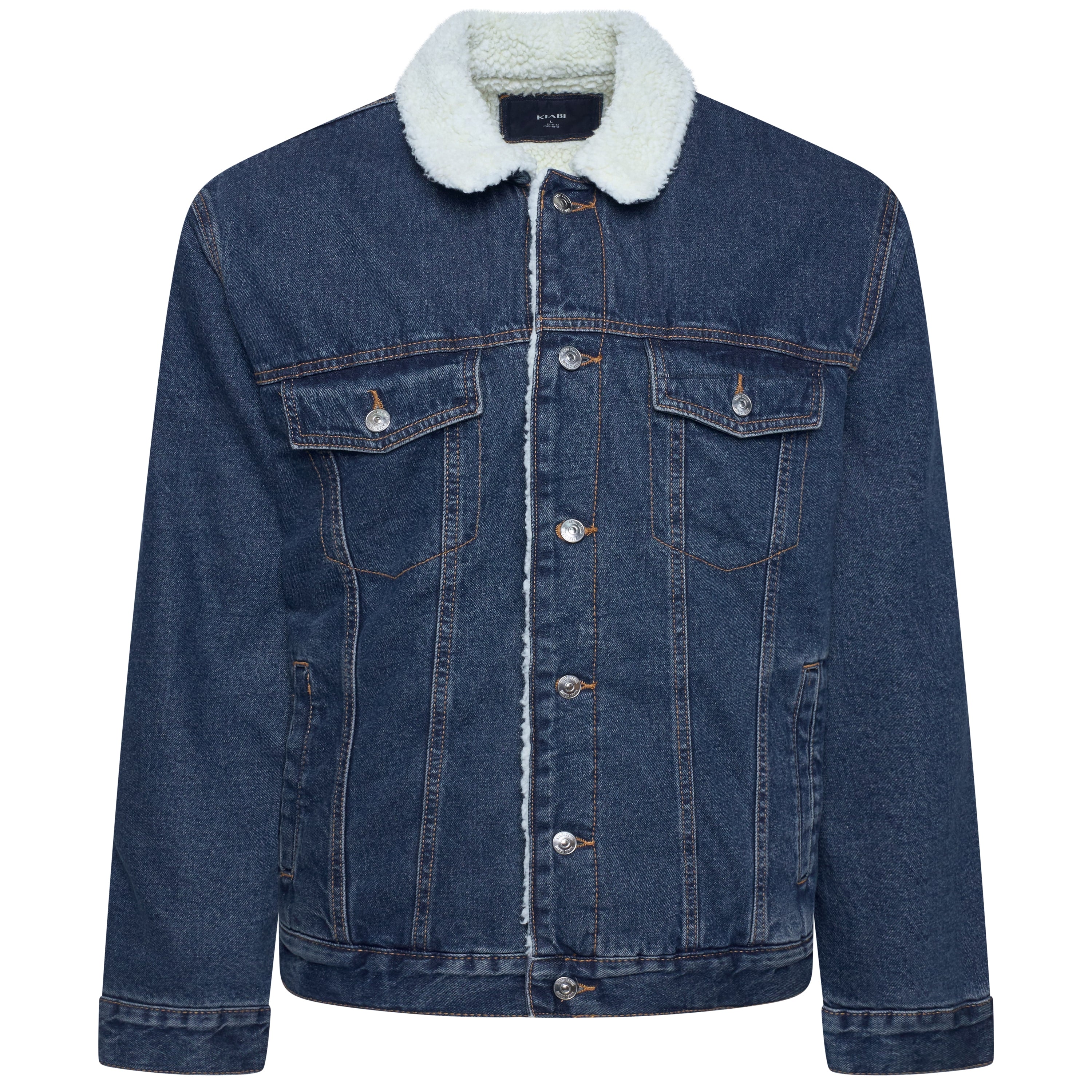 Kiabi Sherpa Fleece Lined Denim Jacket - Dark Blue