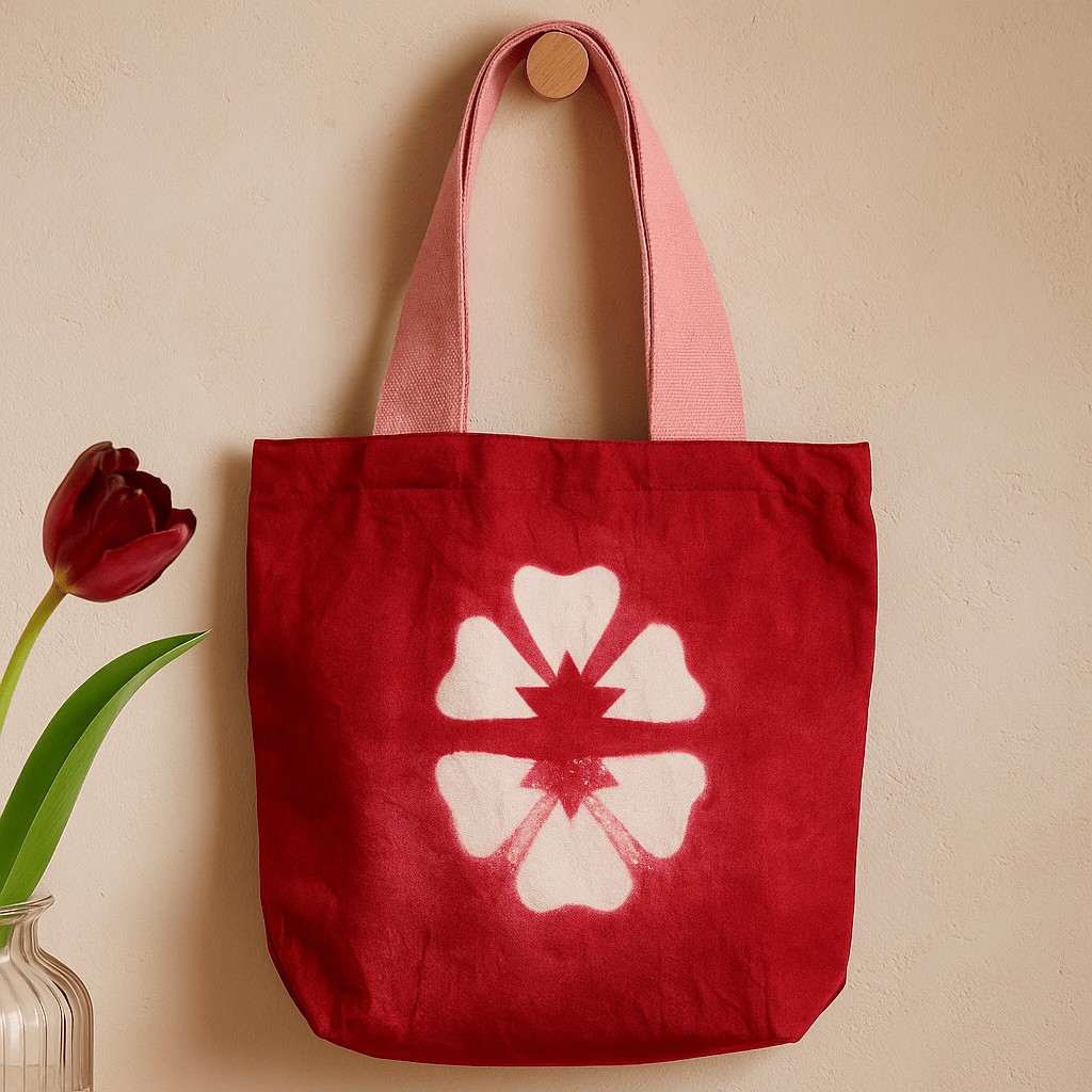 Tote Bag Cotton Tie-Dye xx Maroon Floral