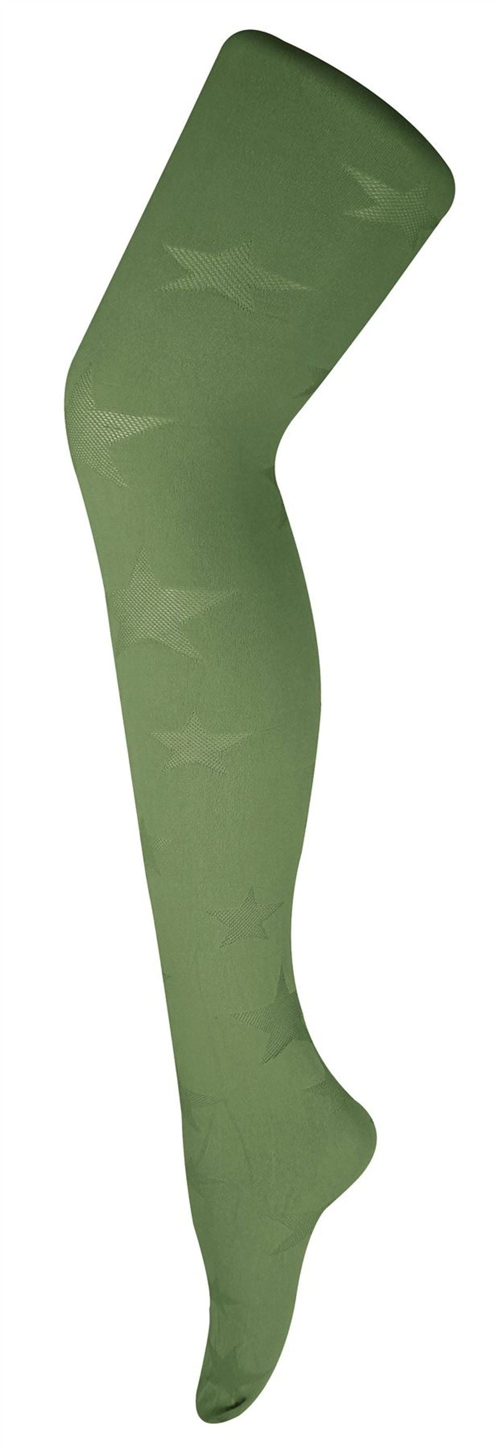 Denier Patterned Tights - - Star Khaki