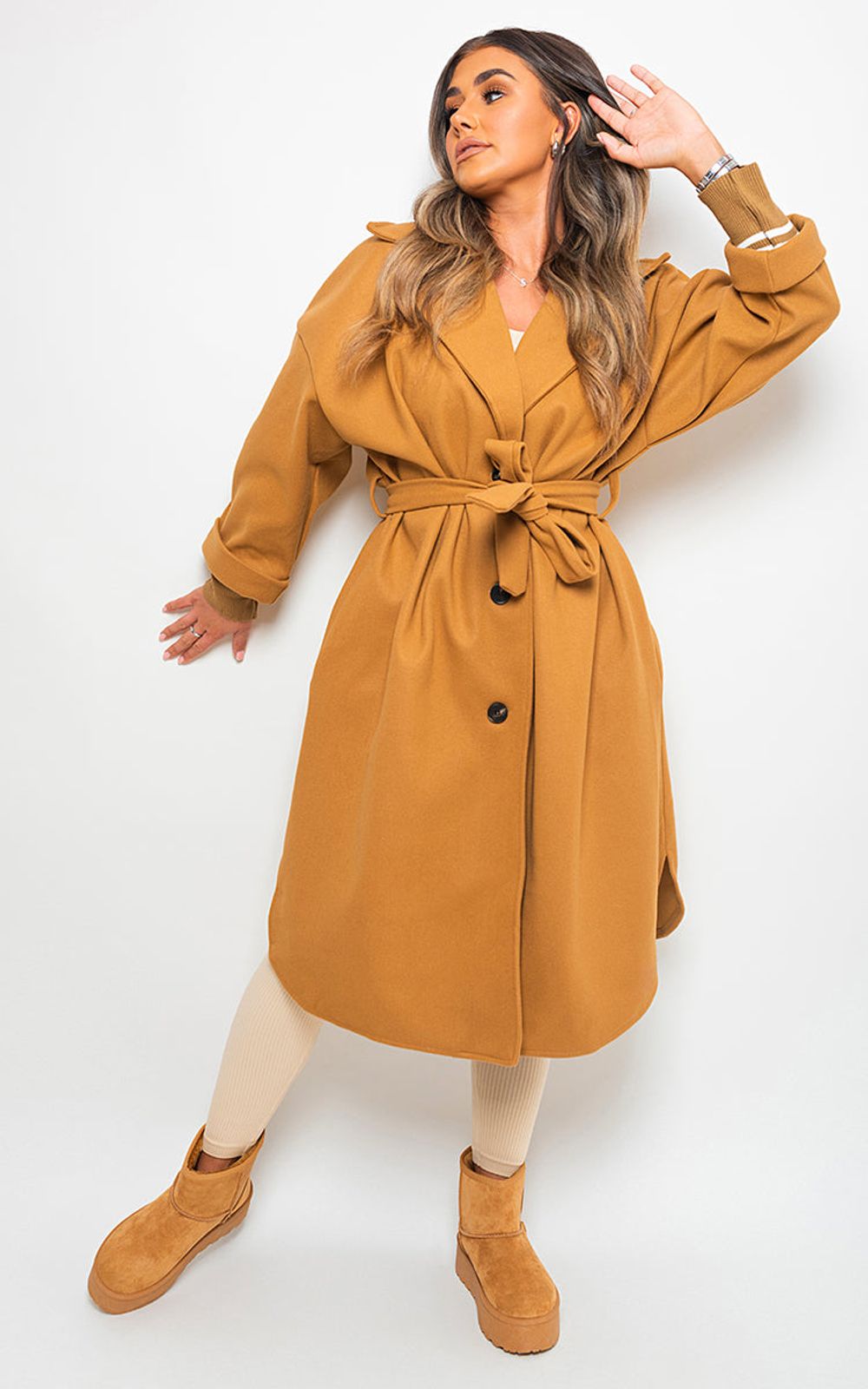 Giana Oversized Belted Trench Coat - Effortless Elegance, All-Weather Versatility! - SM Camel