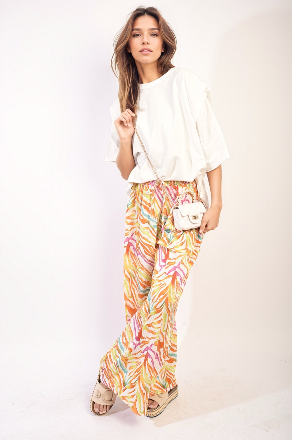 Pleated Wide Leg and Elastic Waist Trousers - Stylish, Comfortable, and Versatile! - SM Orange