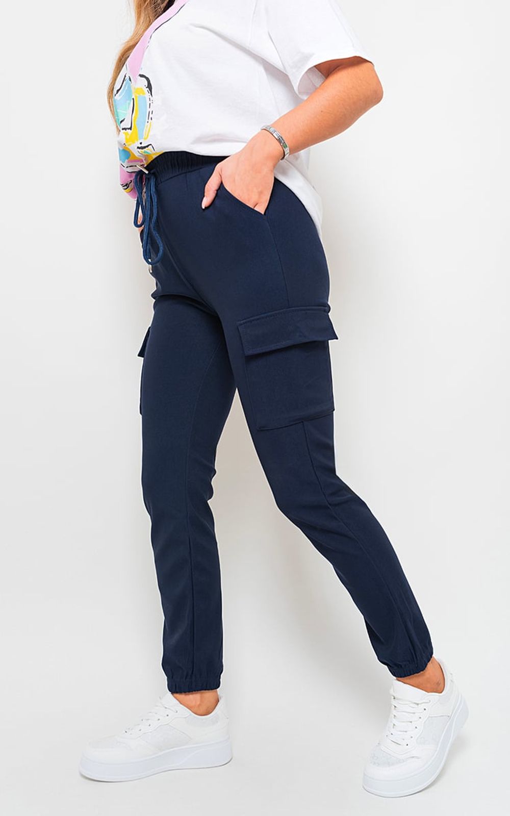 High Waisted Faux Leather Cargo Trousers - SM Black Pu