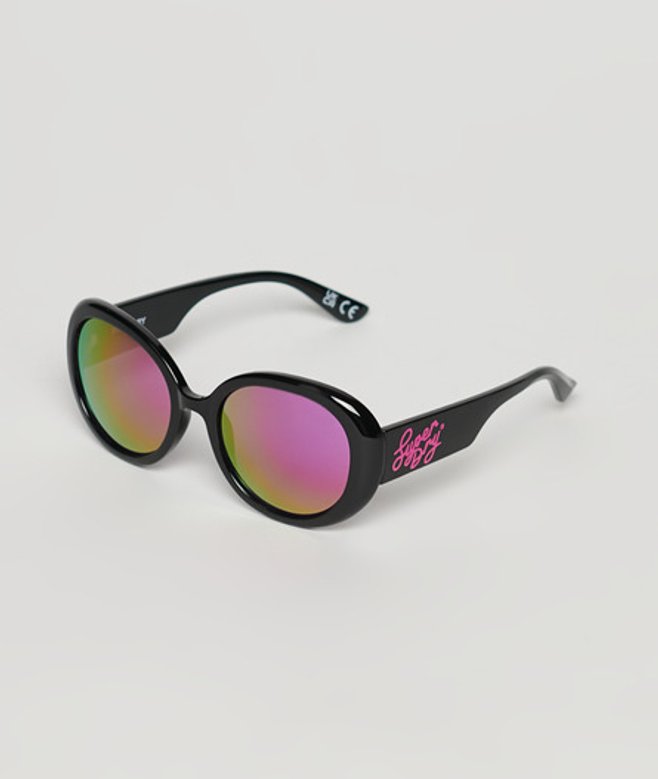 Superdry & Co Women's Sdr Oversized Bug Sunglasses Black Black Pink Mirror - Size: SIZE