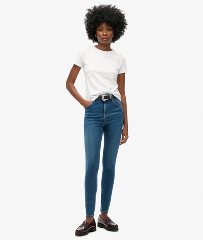 Superdry & Co Women's Cotton High Rise Skinny Denim Jeans Dark Blue Fulton Vintage Blue Organic - Size: