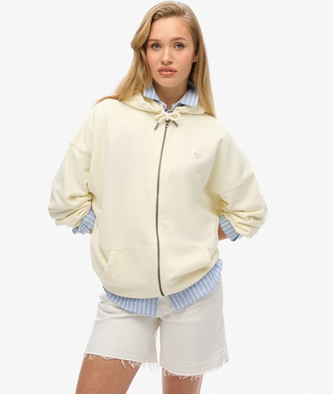 Superdry & Co Women's Studios Zip Hoodie White Off White - Size: