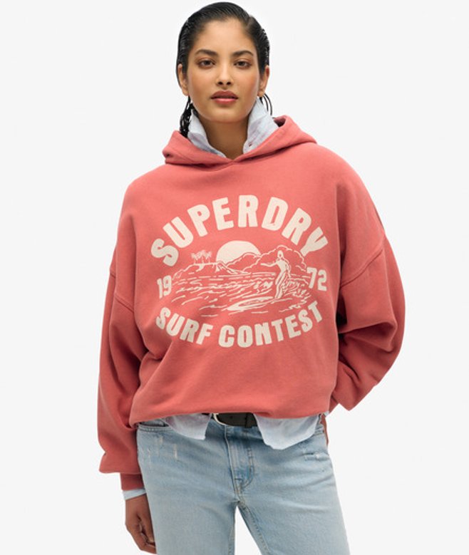 Superdry & Co Women's Lo-fi Outdoor Oversized Hoodie Red Baked Apple Red - Size: