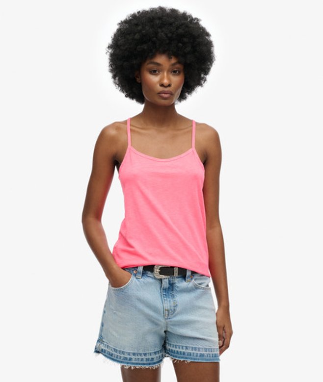 Superdry & Co Women's Studios Cami Top Pink Neon Dark Pink - Size: