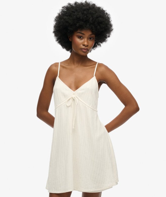 Superdry & Co Women's Textured Woven Cami Mini Dress White Off White - Size: