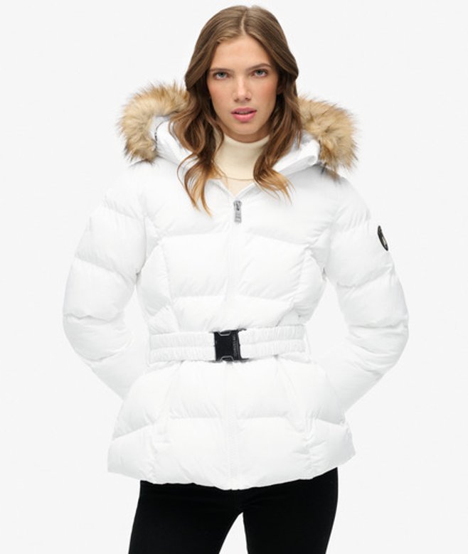 Superdry & Co Women's Fuji Belted Puffer Jacket White Bright White - Size: