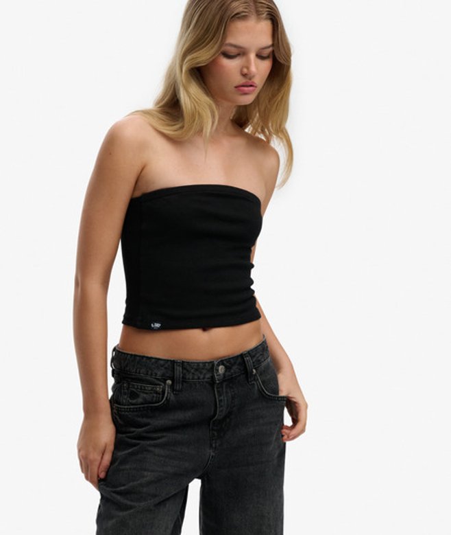 Superdry & Co Women's Athletic Essentials Jersey Bandeau Top Black - Size: