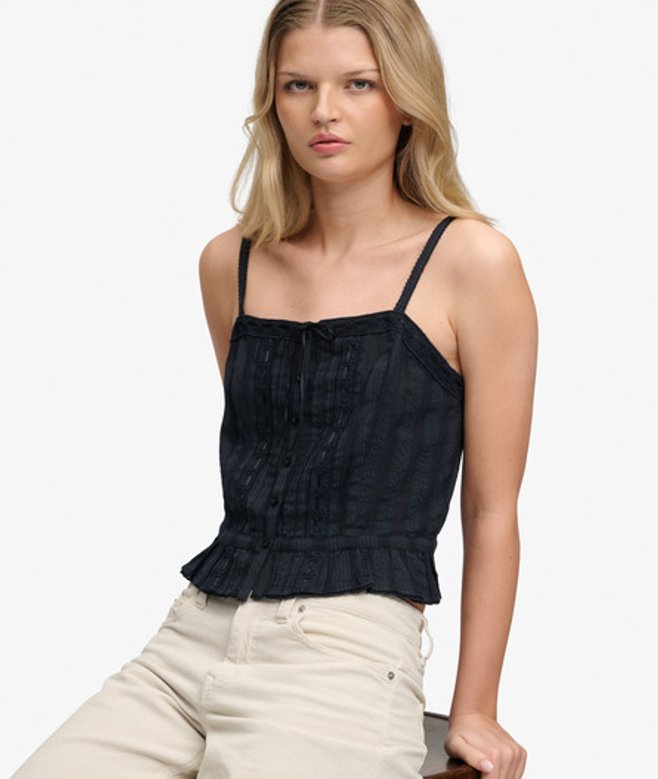 Superdry & Co Women's Lace Cami Top Navy Eclipse Navy - Size: