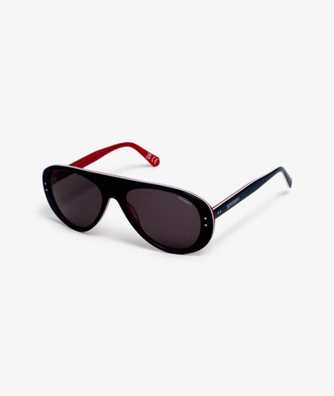 Superdry & Co Women's Ski Aviator Sunglasses Navy Navy White Redsmoke Lens - Size: SIZE