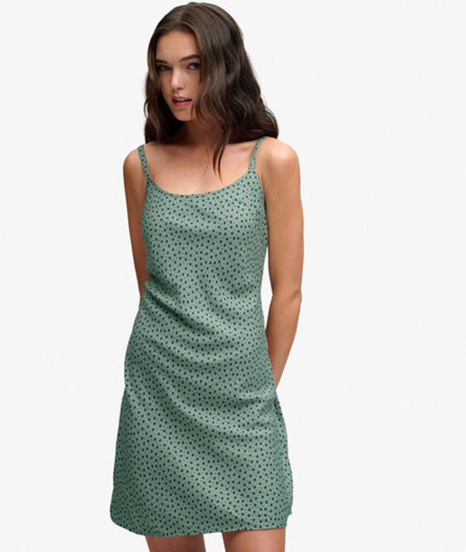 Superdry & Co Women's Printed Cami Mini Dress Green Greennavy Ditsy Hearts - Size: