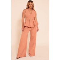 Shape Rust Linen Highwaisted Wide Leg Trousers