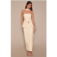 Almond Long Tailored Maxi Skirt