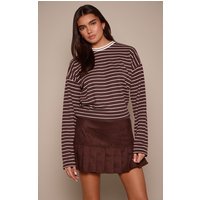 Dark Chocolate Faux Suede Pleated Mini Skirt