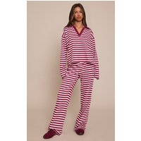 Petite Burgundy Striped Wide Leg Trousers