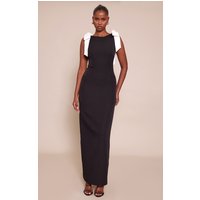 Black Woven Bow Detail Maxi Dress