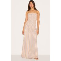 Orange Pinstripe Linen Look Maxi Skirt