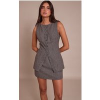 Black Check Button Down Bodycon Dress