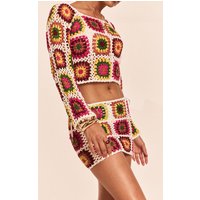 Petite Crochet Knit Mini Skirt