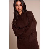 Petite Brown Collared Button Up Knitted Jumper